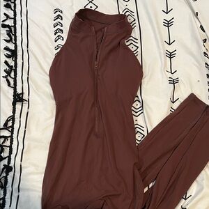 Women's Zip-Front bodysuit in Deep Brown